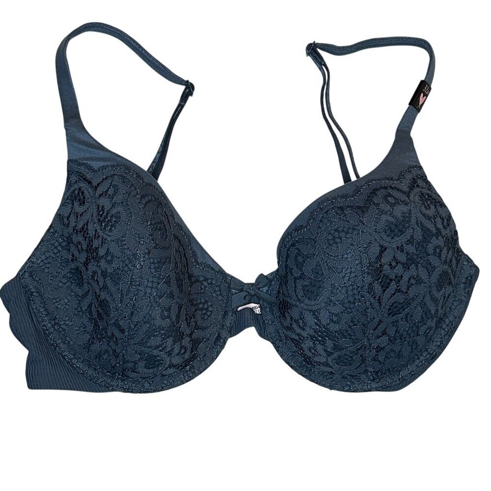 Victoria's Secret Body By Victoria Bra Womens 32D Blue Floral Lace
